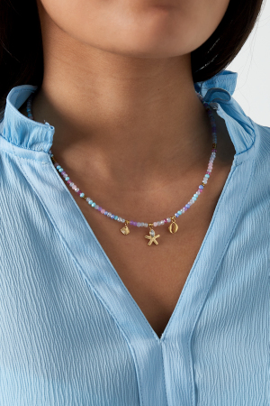 Collier Coquillage Party - Bleu Couleur Or h5 Image2