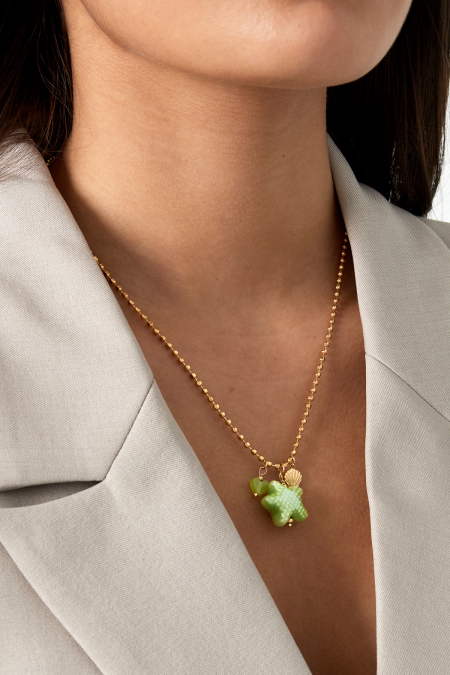 Collier bord de mer - Couleur vert et or 2