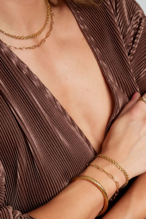 Bracelet Maillons Larges Couleur Or Acier Inoxydable h5 Image2