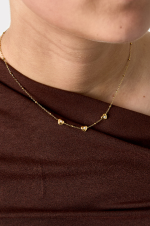 Collier De Perles Et De Cœurs Ornés De Pierres h5 Image2