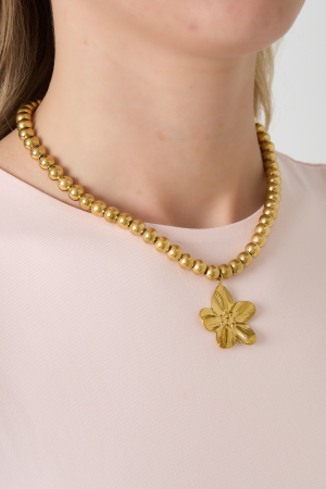Collier De Perles Creuses De 8 Mm Avec Une Fleur h5 Image2