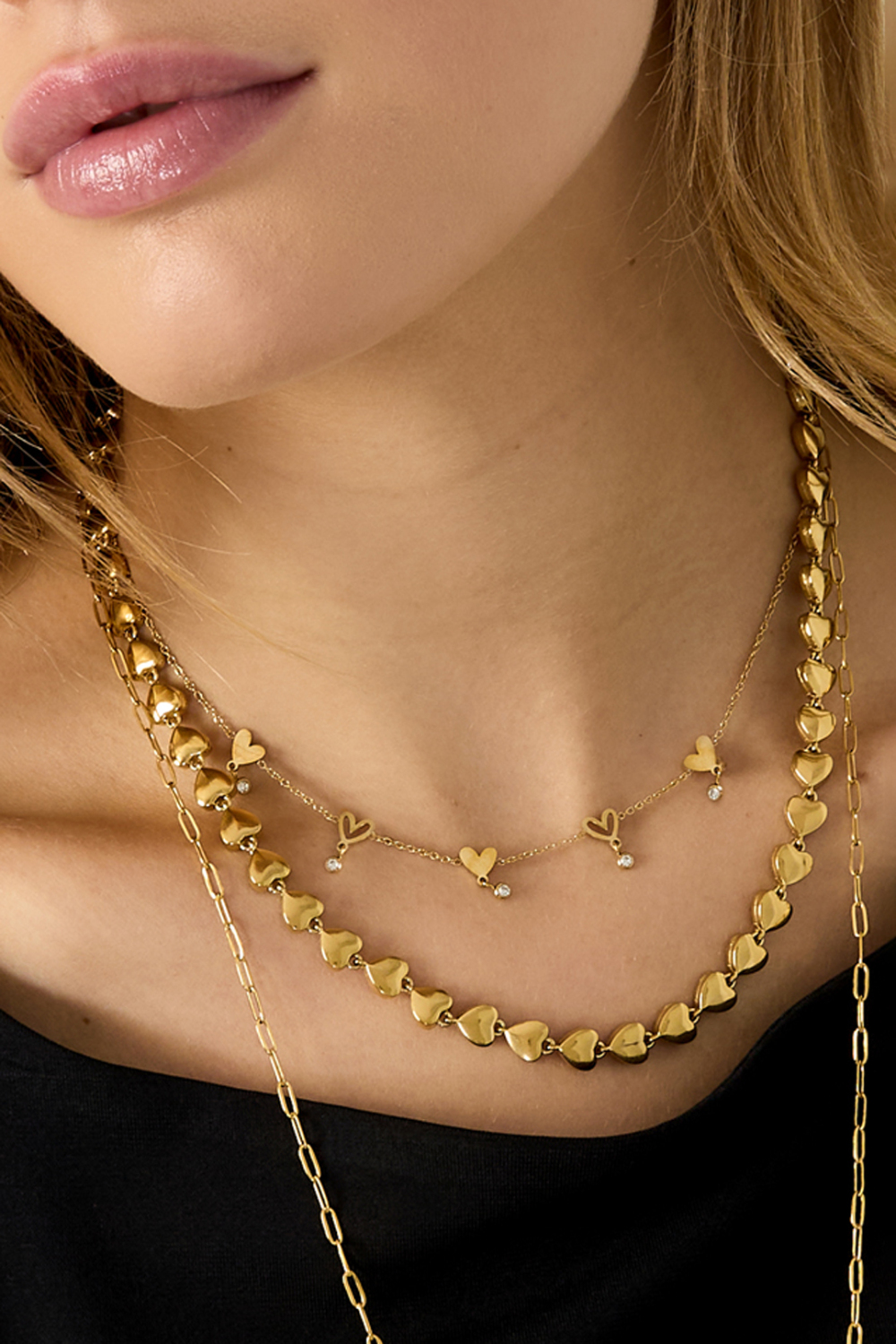 Colliers Chaîne En Acier Inoxydable Cœur Décontracté Quotidien Simple Série Bijoux Pour Femmes h5Image3