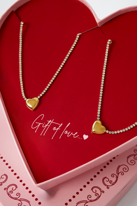 collier cœurs en acier inoxydable - cadeau d'amour 2