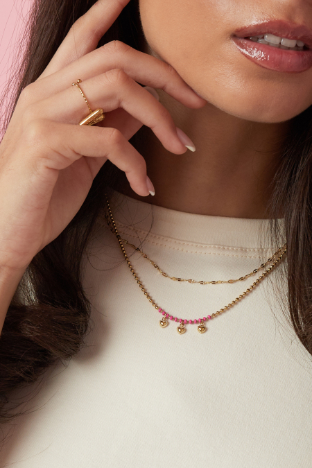Colliers superposés avec perles et cœurs 2