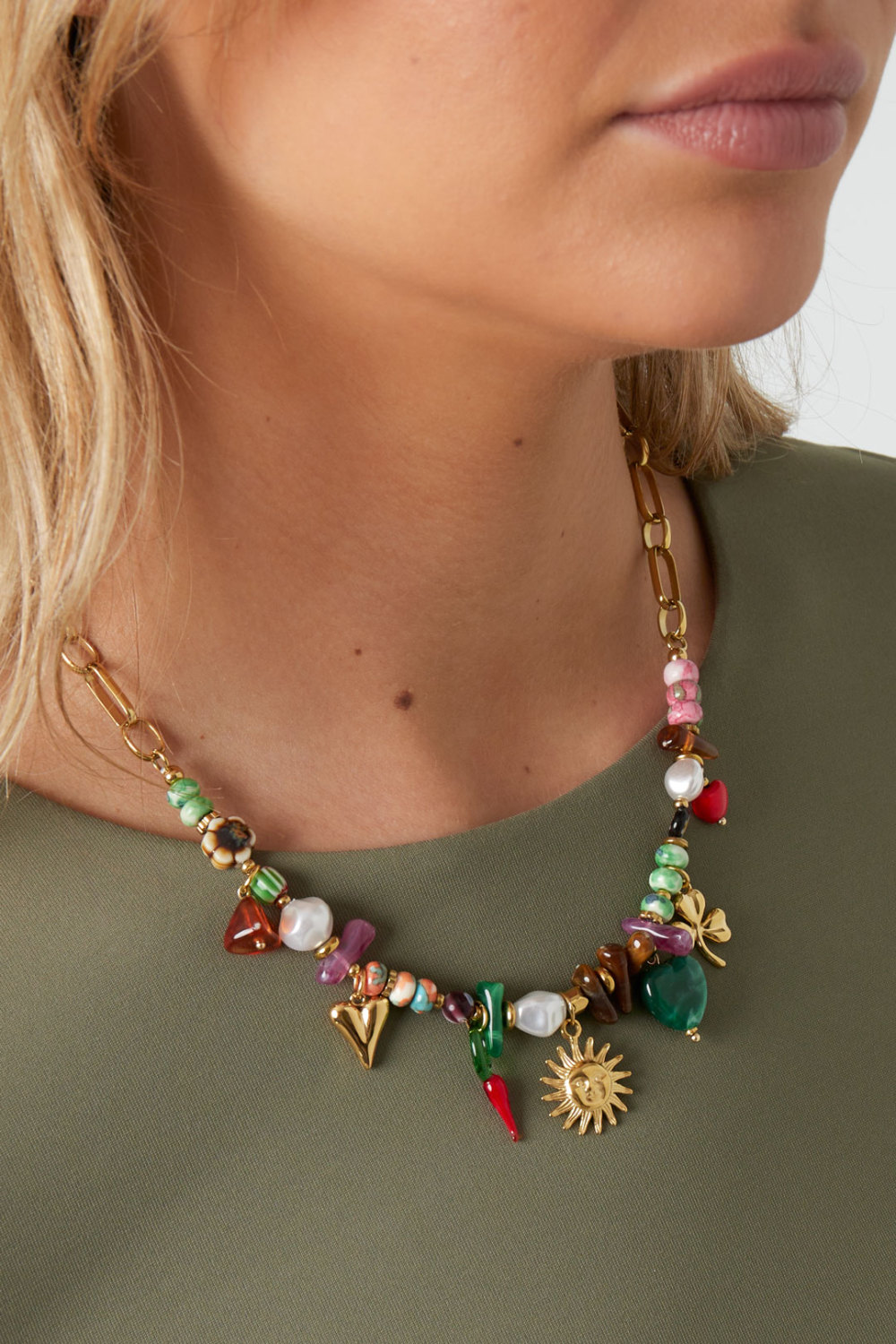 Colliers De Perles En Forme De Cœur Et De Soleil, Style Décontracté, Style Ethnique, Pour Femme Image3