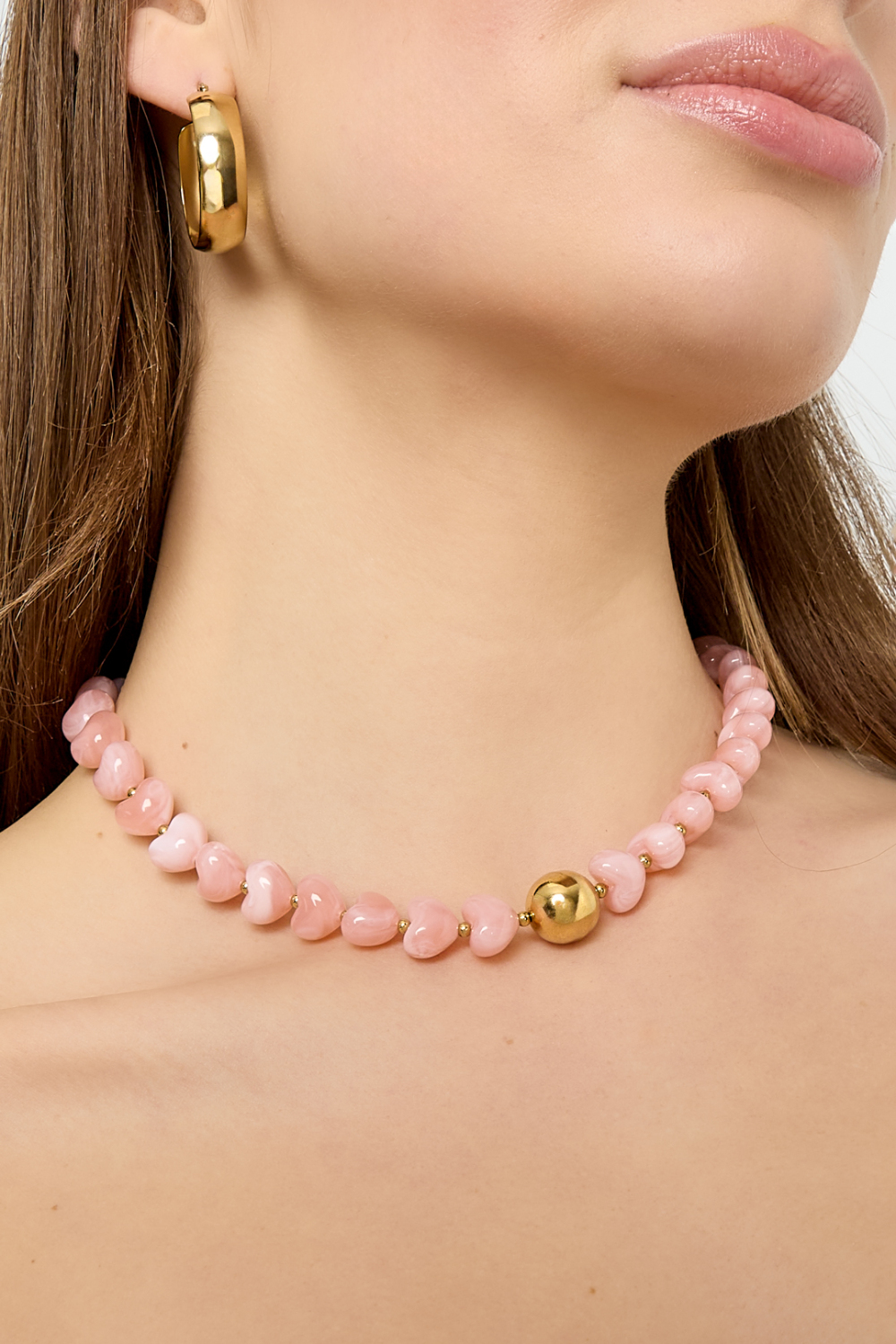 Collier Statement Orné De Perles En Forme De Cœur Image3