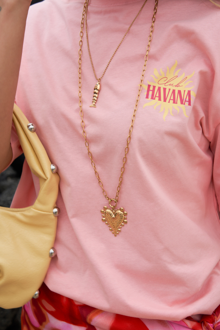 Long collier avec un pendentif en forme de cœur épais 2
