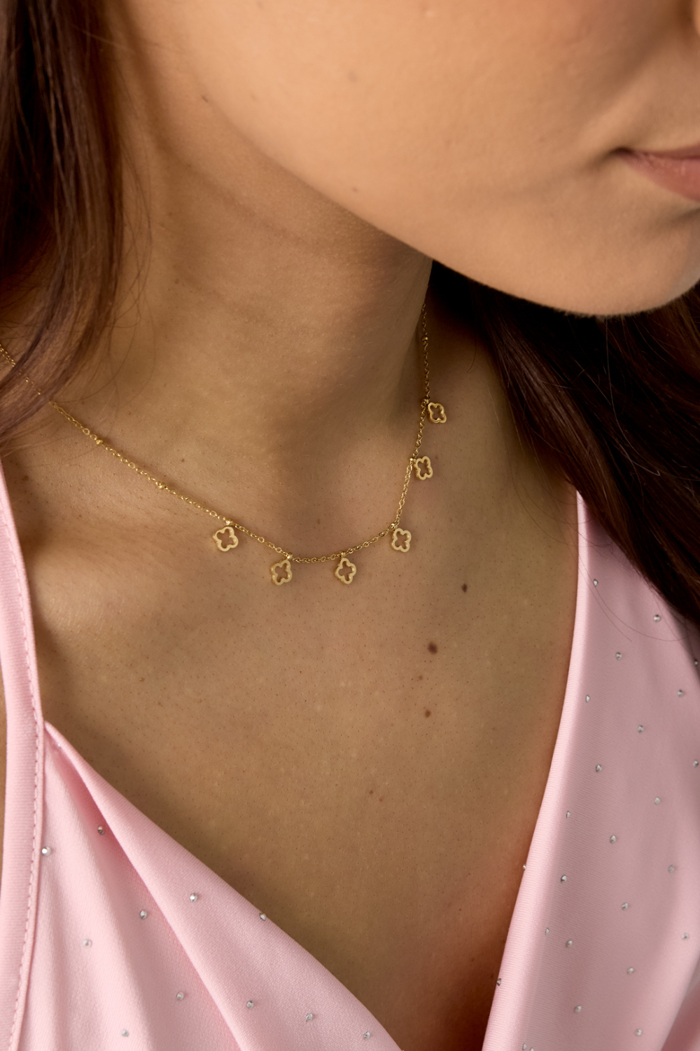 Collier Trèfles À 6 Feuilles Doré Image3