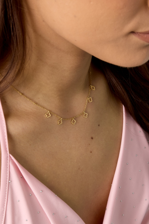 Collier Trèfles À 6 Feuilles Doré h5 Image3
