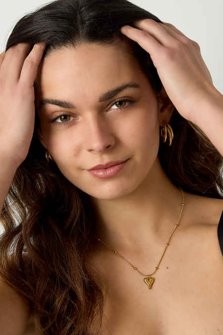 Collier petite boule avec coeur - doré 2