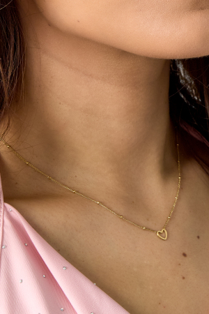 Collier Minimaliste Coeur Ouvert Couleur Or Acier Inoxydable h5 Image3