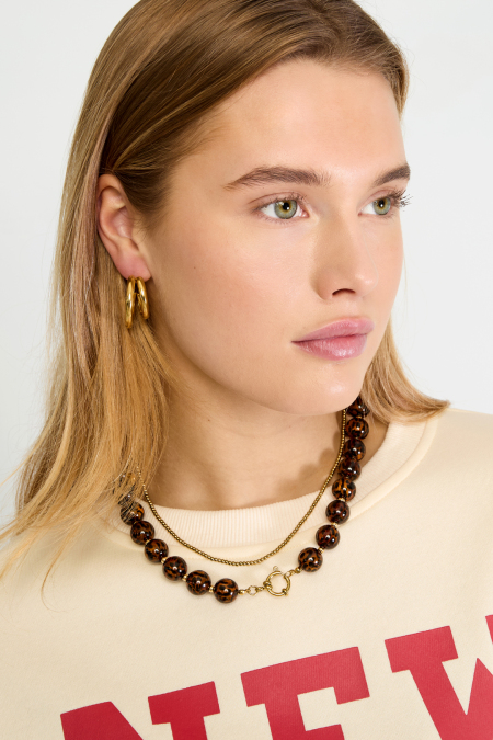 Colliers de perles en acrylique, série rétro classique quotidienne, bijoux pour femmes - 16 mm 2