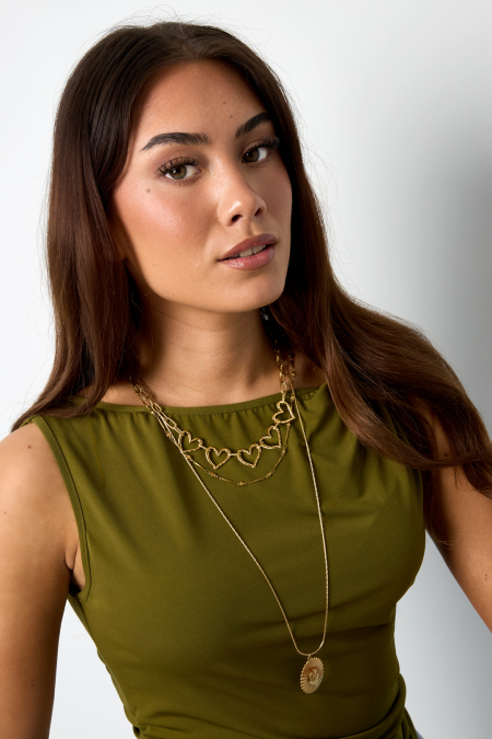 Colliers chaîne en acier inoxydable, série cœur, décontracté, quotidien, simple, bijoux pour femmes 2