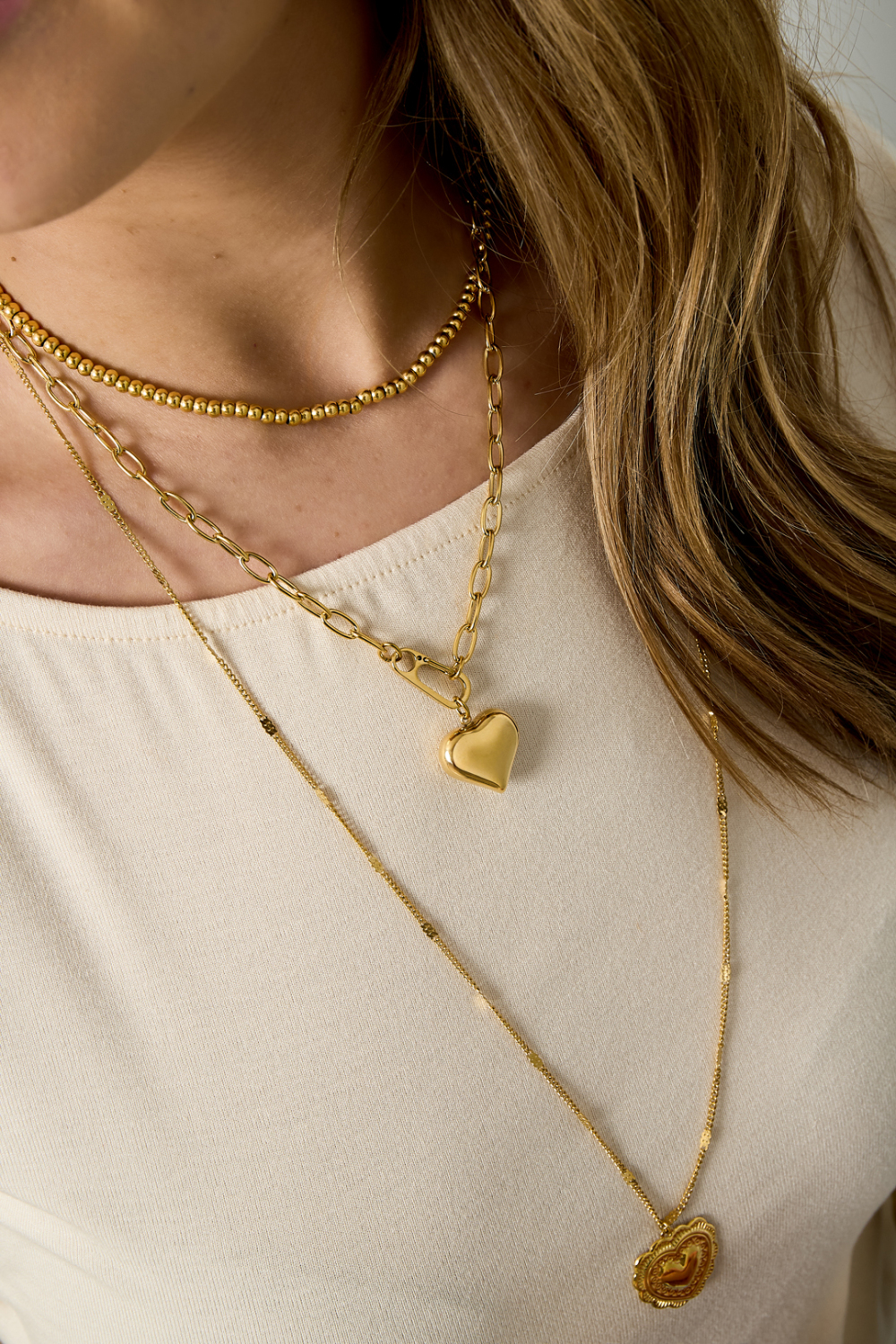Collier Pendentif En Forme De Cœur Avec Fermeture Avant h5Image2