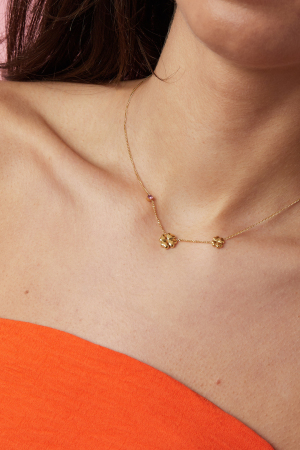 Collier Orné De Trèfles Et De Pierres Colorées h5 Image2