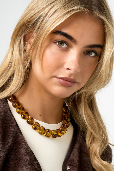 Colliers de perles en acrylique imprimé léopard rétro série classique quotidienne bijoux pour femmes 2