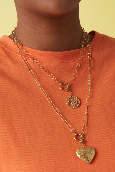 Bracelet-collier 2 en 1 avec maillons en forme de cœur 2