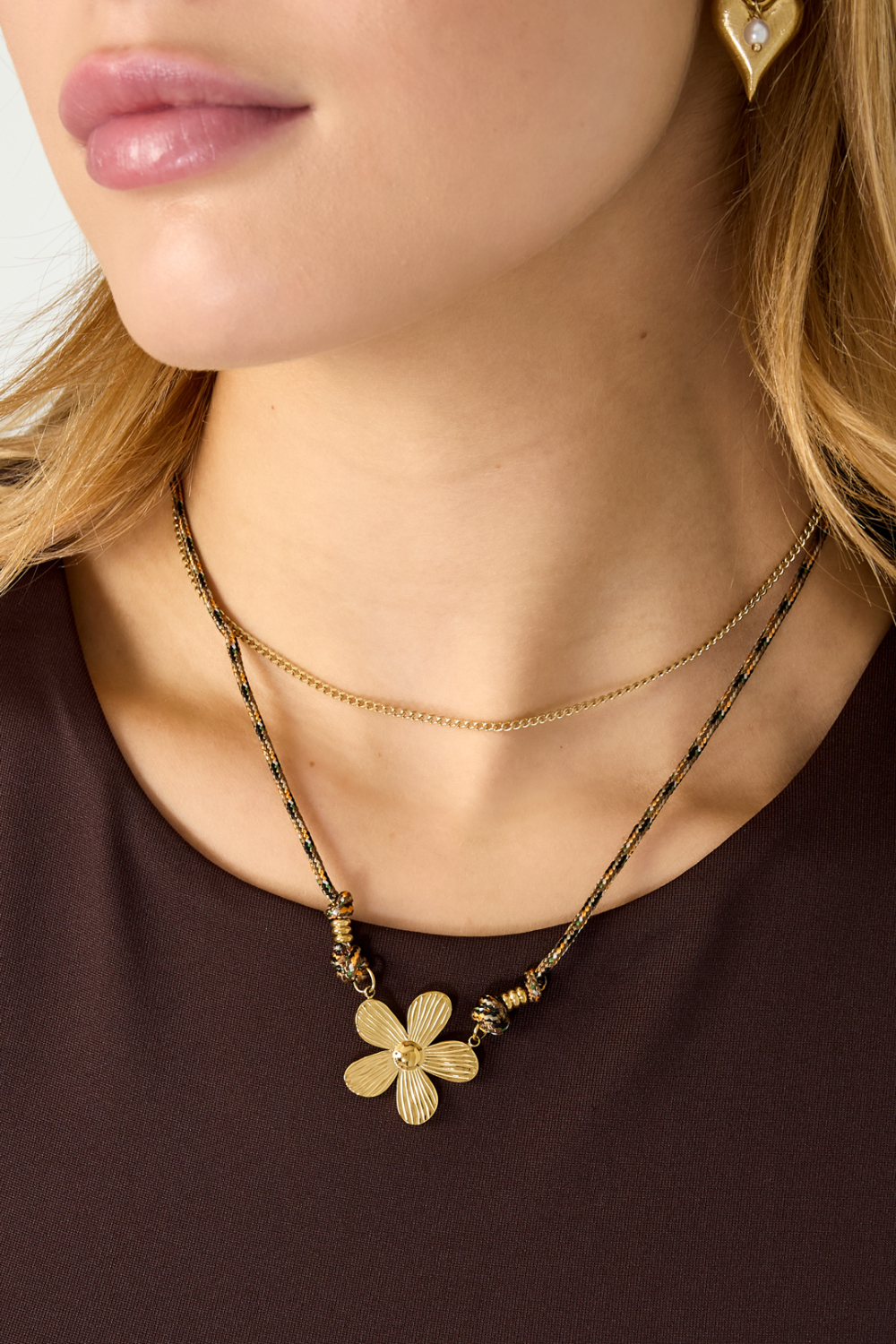 Colliers Pendentifs En Acier Inoxydable Fleur Casual Daily Simple Série Bijoux Pour Femmes Image3