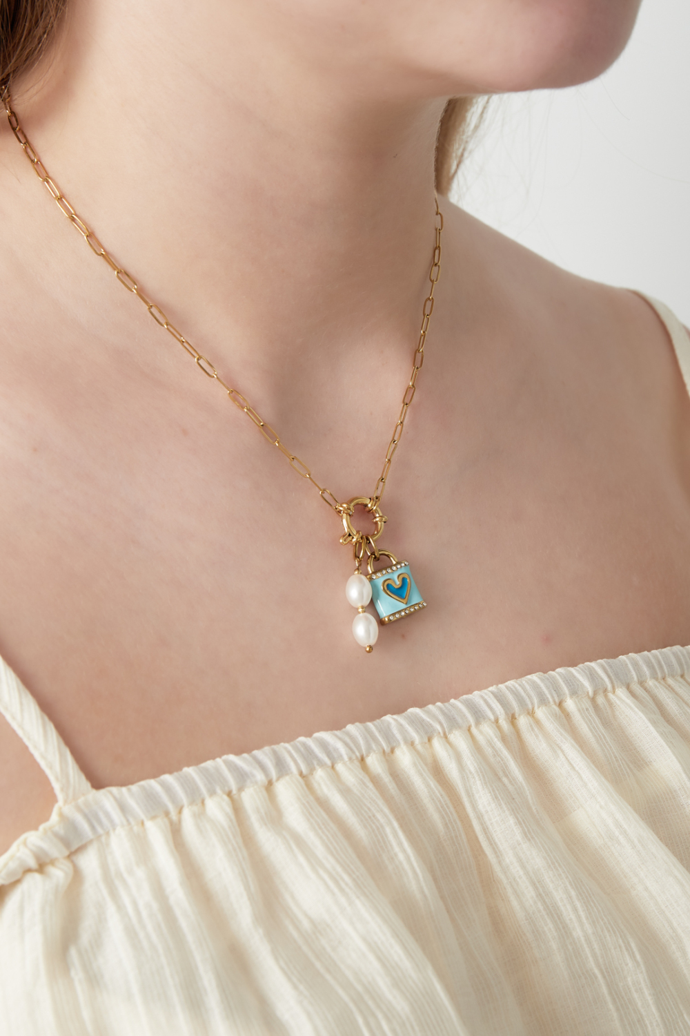 Collier Diy En Forme De Cœur Bleu Image2