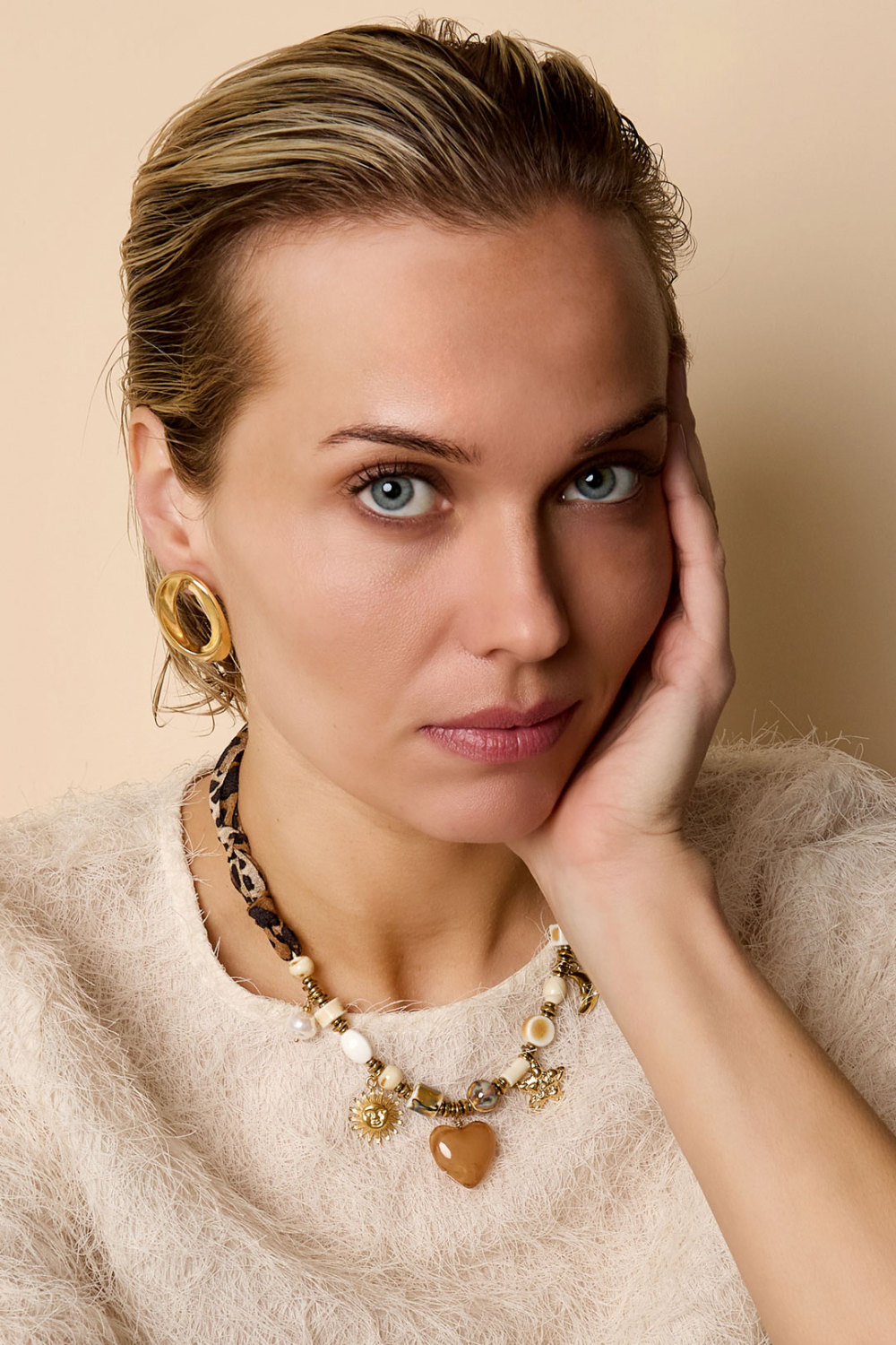 Colliers De Perles Cœur Soleil Imprimé Léopard Étoile Lune Décontracté Quotidien Simple Série Bijoux Pour Femmes Image2