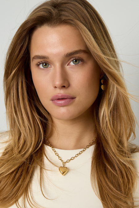 Colliers pendentifs en acier inoxydable en forme de cœur, collection décontractée et simple pour femmes 2