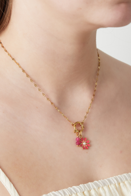 Collier DIY à fleurs rouges 2