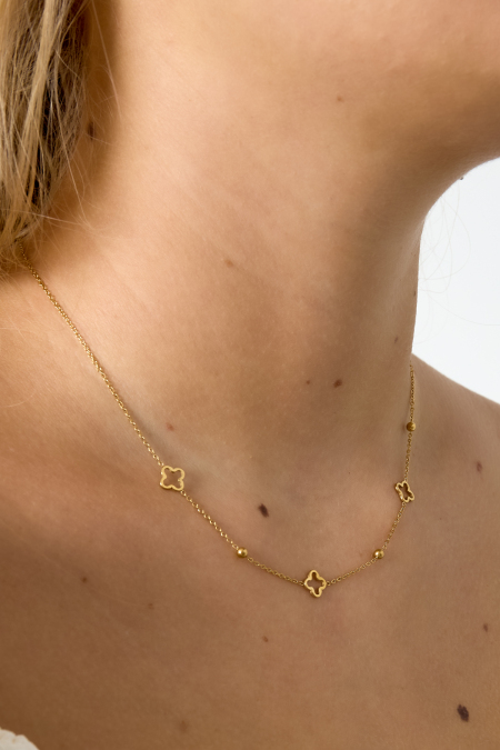 Collier trèfles ouverts Couleur or Acier inoxydable 2