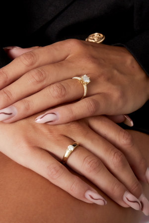 Bague Basique Avec Pierre - Couleur Or - 16 h5 Image4