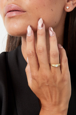 Bague Basique Avec Pierre - Couleur Or - 16 h5 Image3