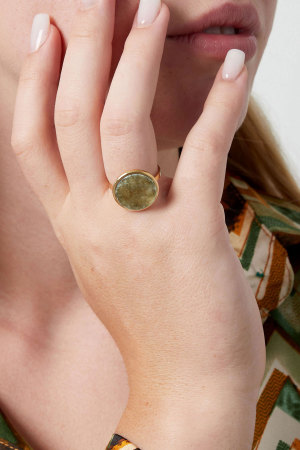 Bague Pierre Ronde Basique - Doré/Beige h5 Image2