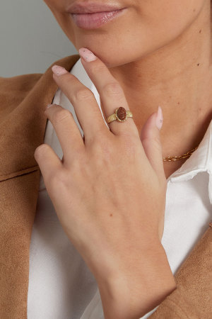 Bague Avec Pierre Ovale - Couleur Or/Vert h5 Image2
