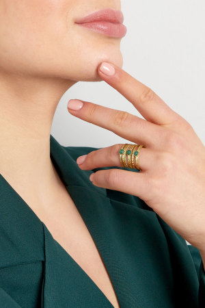 Bague Pierre Trois Couches - Couleur Or/Vert h5 Image6
