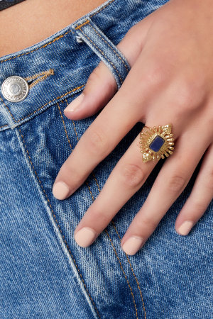 Bague Look Vintage Avec Pierre - Couleur Or Vert h5 Image3
