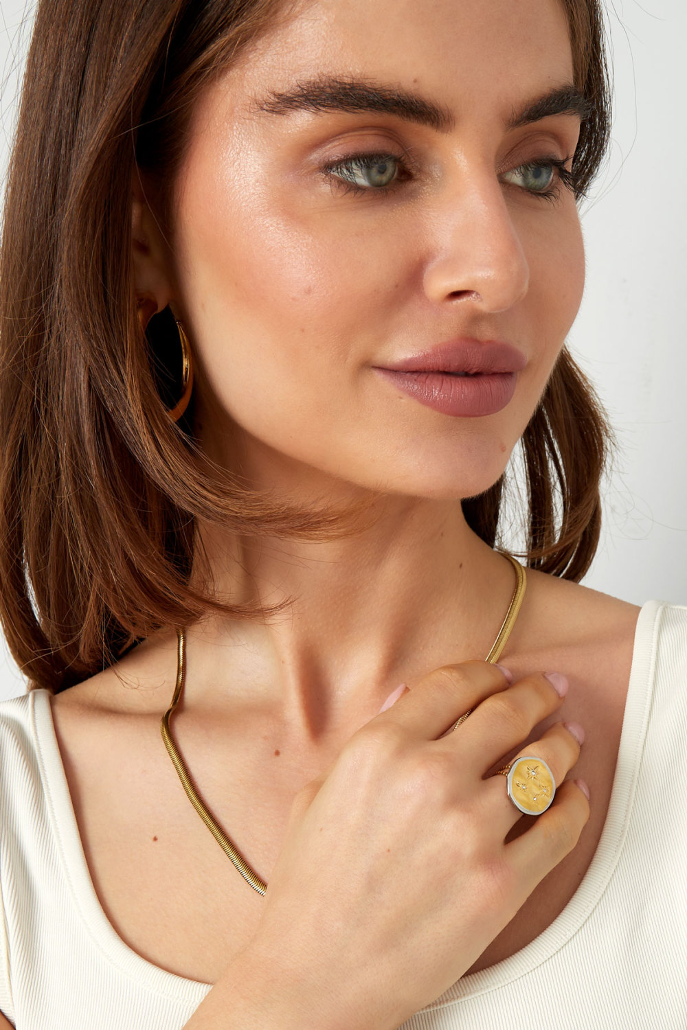 Bague Ronde Avec Étoiles - Couleur Or/Argent Image2