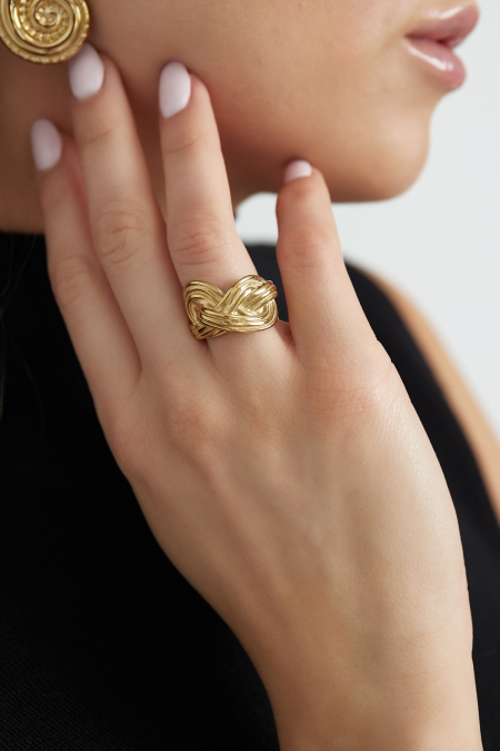 Bague double noeud - dorée 2