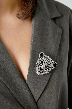 Broche Léopard - Noir Et Argent h5 Image2