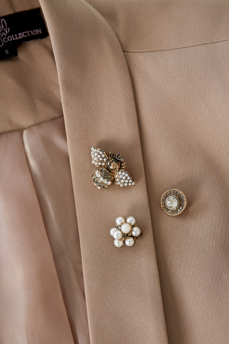 Trio de broches Busy Bee - Couleur or blanc 2