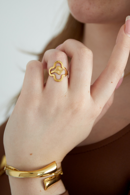 bague feuille porte-bonheur 2
