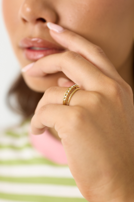 Bague double sertie de petites pierres 2