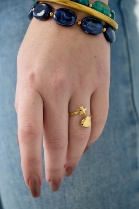 Bague avec coeur et étoile 2