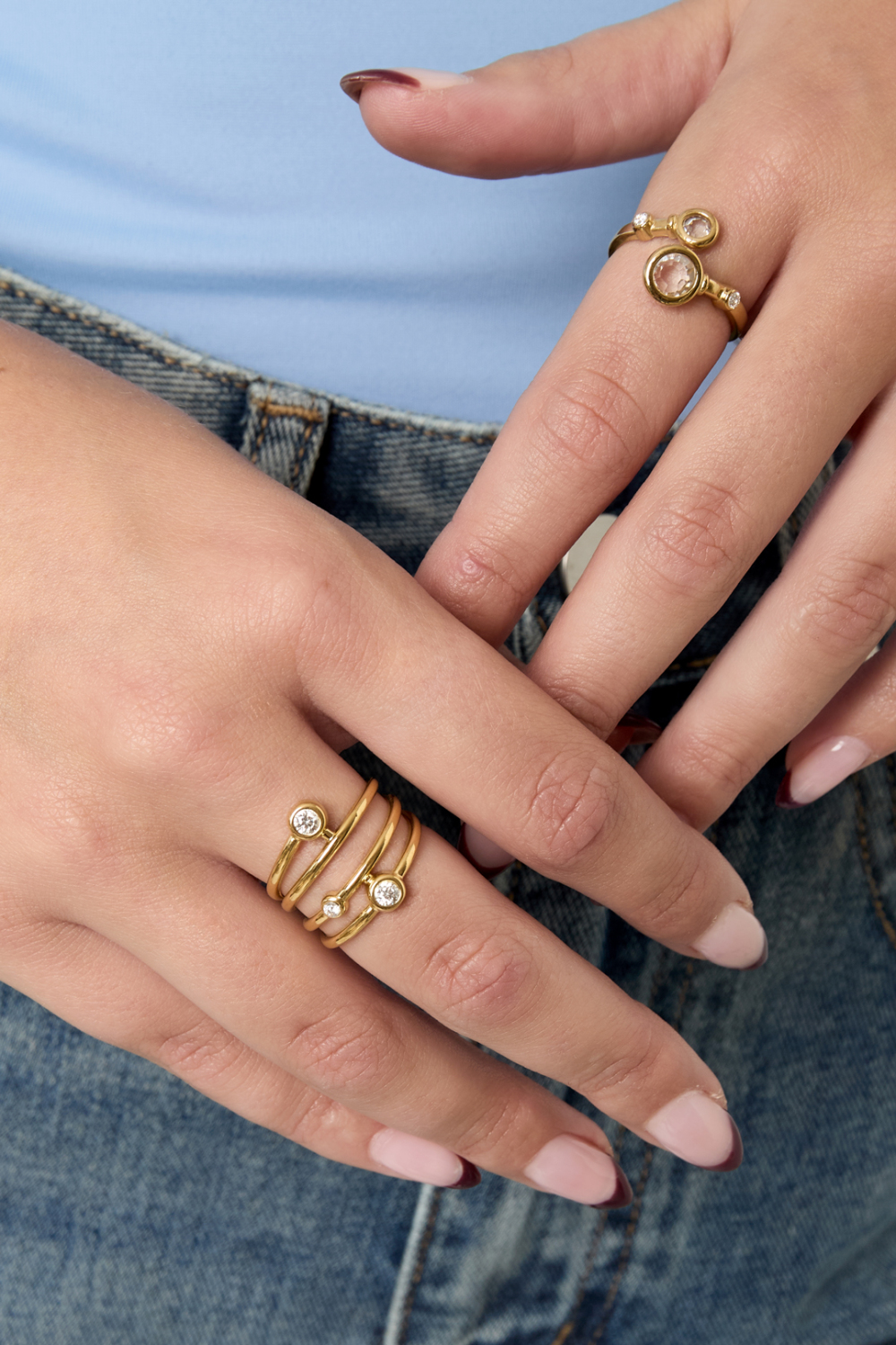 Bagues De Déclaration En Acier Inoxydable, Lignes Décontractées, Simples Et Quotidiennes, Bijoux Pour Femmes h5Image2