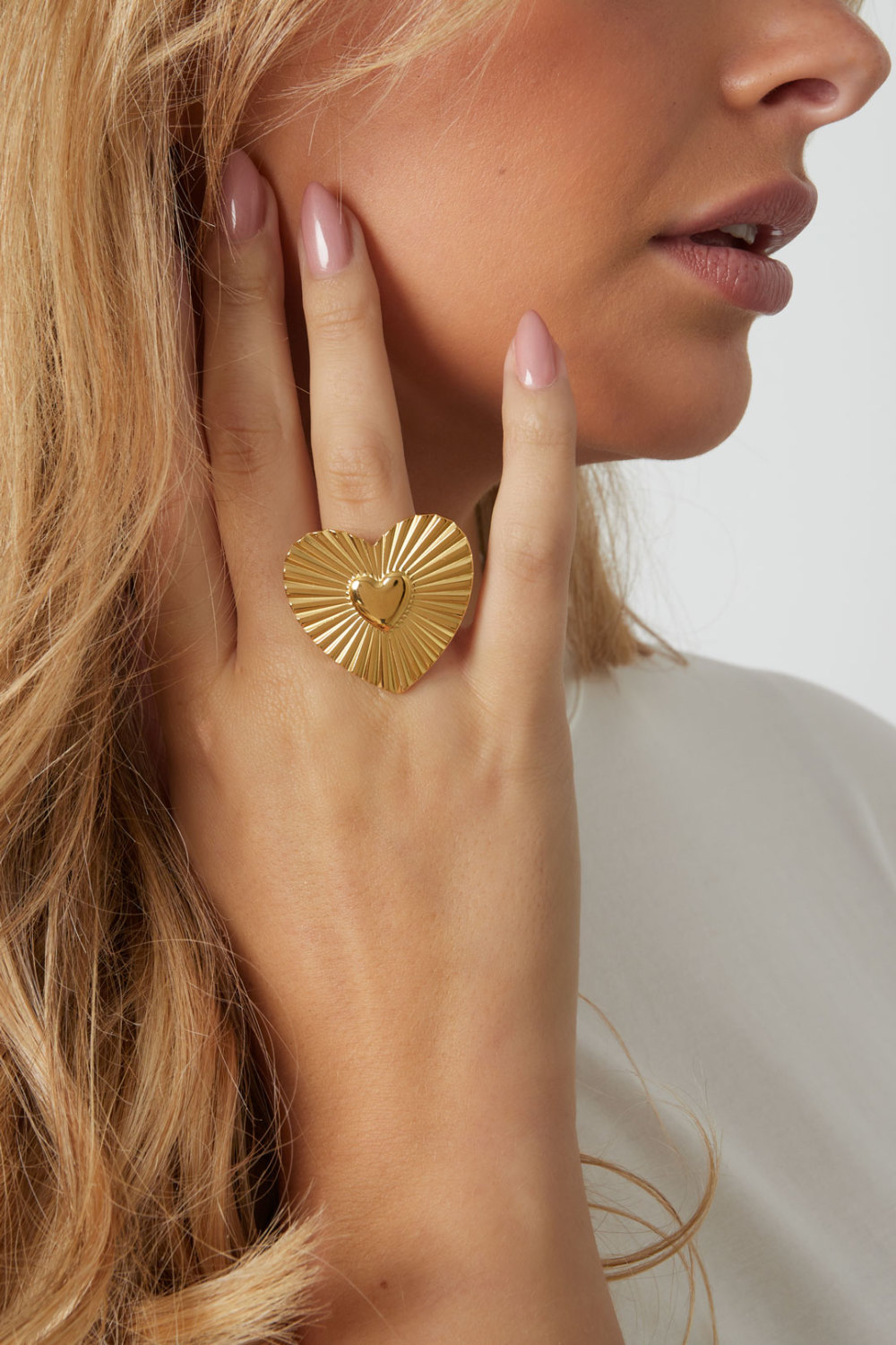 Bagues En Acier Inoxydable Pour Femme, Style Décontracté Et Simple, Série Cœur, Bijoux Pour Femmes Image3