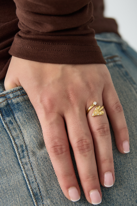 Bague minimaliste en acier inoxydable plaqué or 14 carats, motif cœur, collection décontractée et simple, bijoux pour femme 2