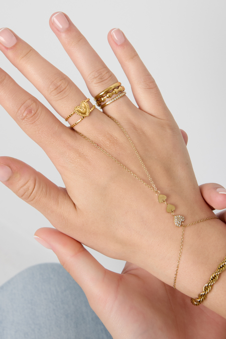 Bague double ajustable avec cœur 2