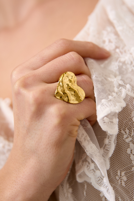Bague statement en forme de cœur structuré 2
