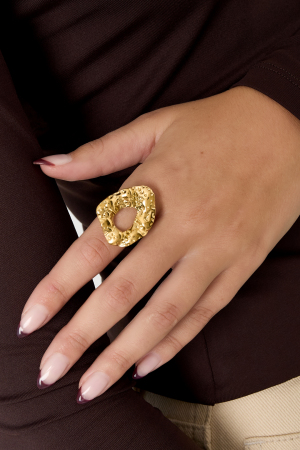 Bagues De Déclaration En Acier Inoxydable De Forme Irrégulière, Série Décontractée, Simple Et Quotidienne, Bijoux Pour Femmes h5 Image3