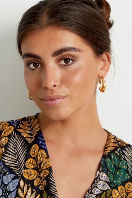 Boucles d'oreilles ovales chics - Acier Inoxydable Doré 2