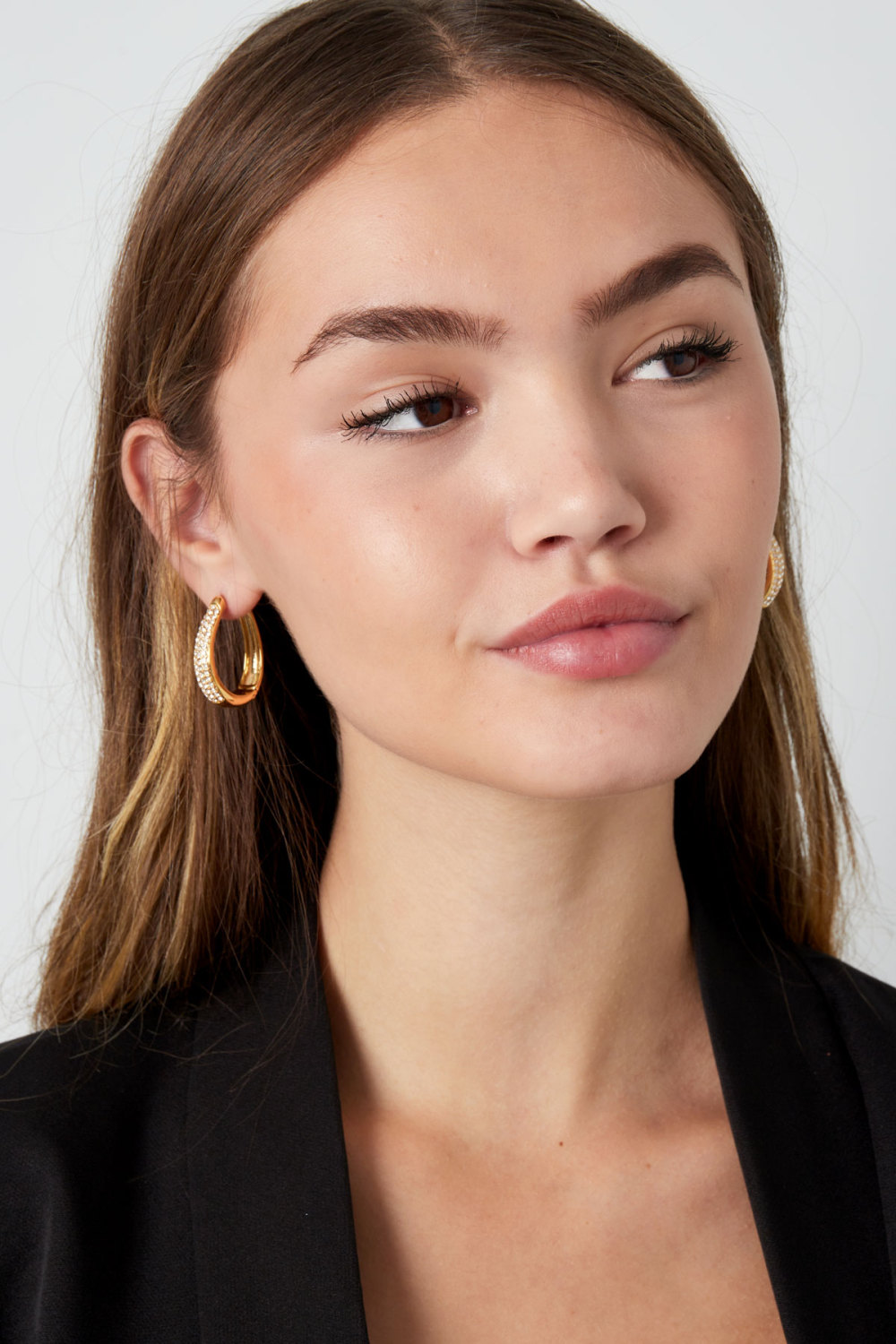 Boucles D'oreilles Ovales Glam - Acier Inoxydable Doré Image2