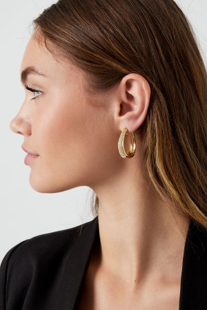 Boucles D'oreilles Ovales Glam - Acier Inoxydable Doré h5 Image3