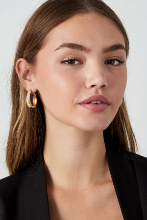 Boucles D'oreilles Ovales Glam - Acier Inoxydable Doré h5 Image4